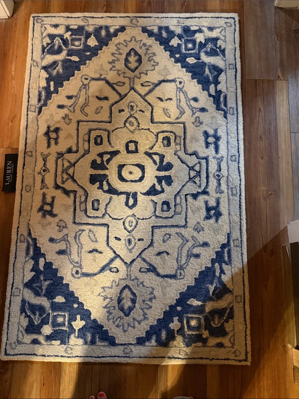 Ralph Lauren Blue and Cream Decorative Door Mat